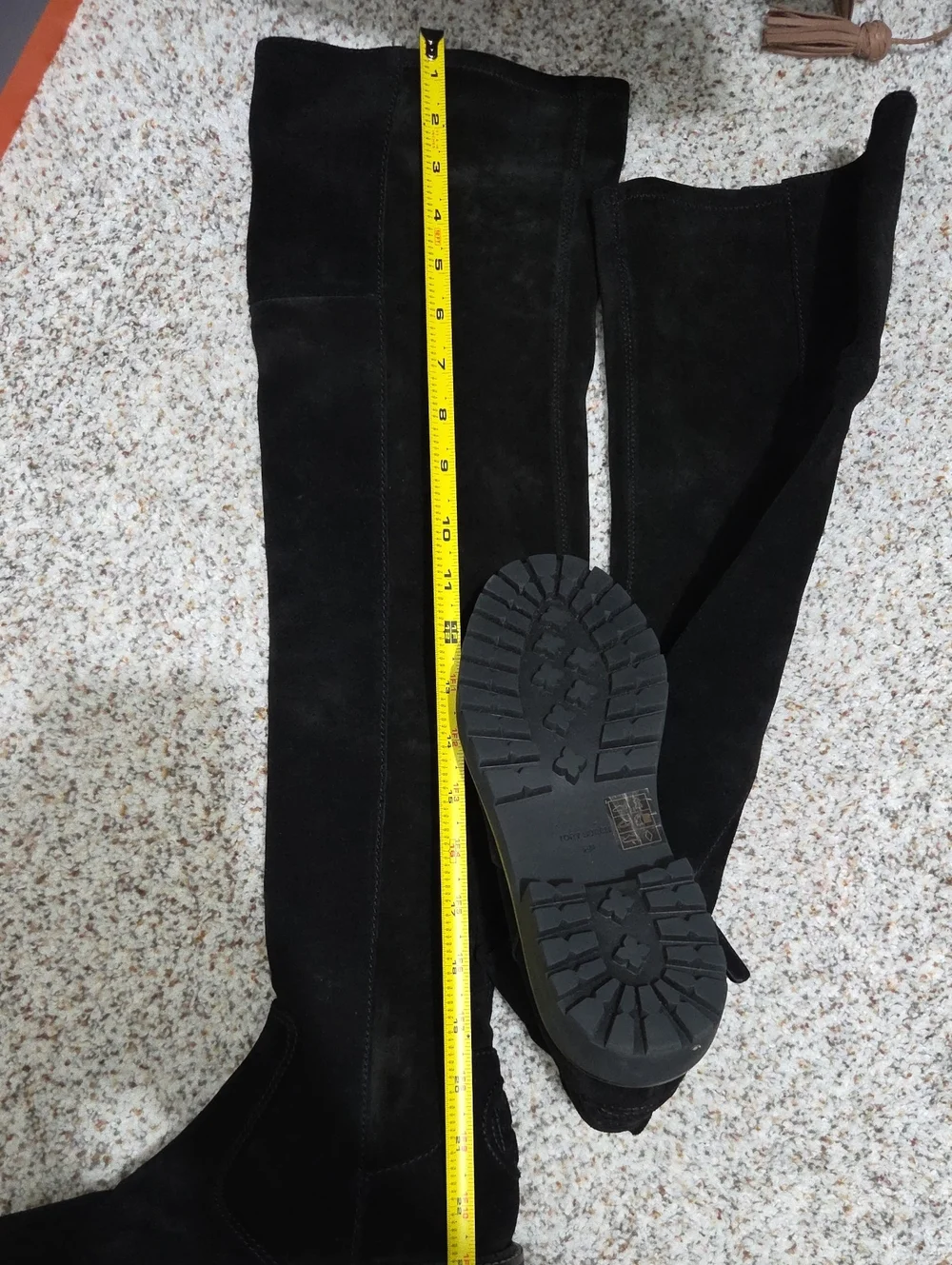 Tory Burch Black Suede Over-the-Knee Lug Sole Boots
